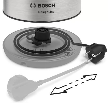 Чайник электрический Bosch TWK3P420 черный, 1.7 л, 2400 Вт, скрытый нагревательный элемент