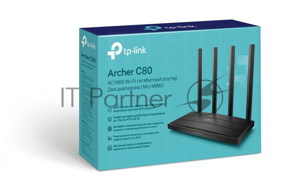 Роутер беспроводной TP-Link Archer C80 AC1900 10/100/1000BASE-TX черный