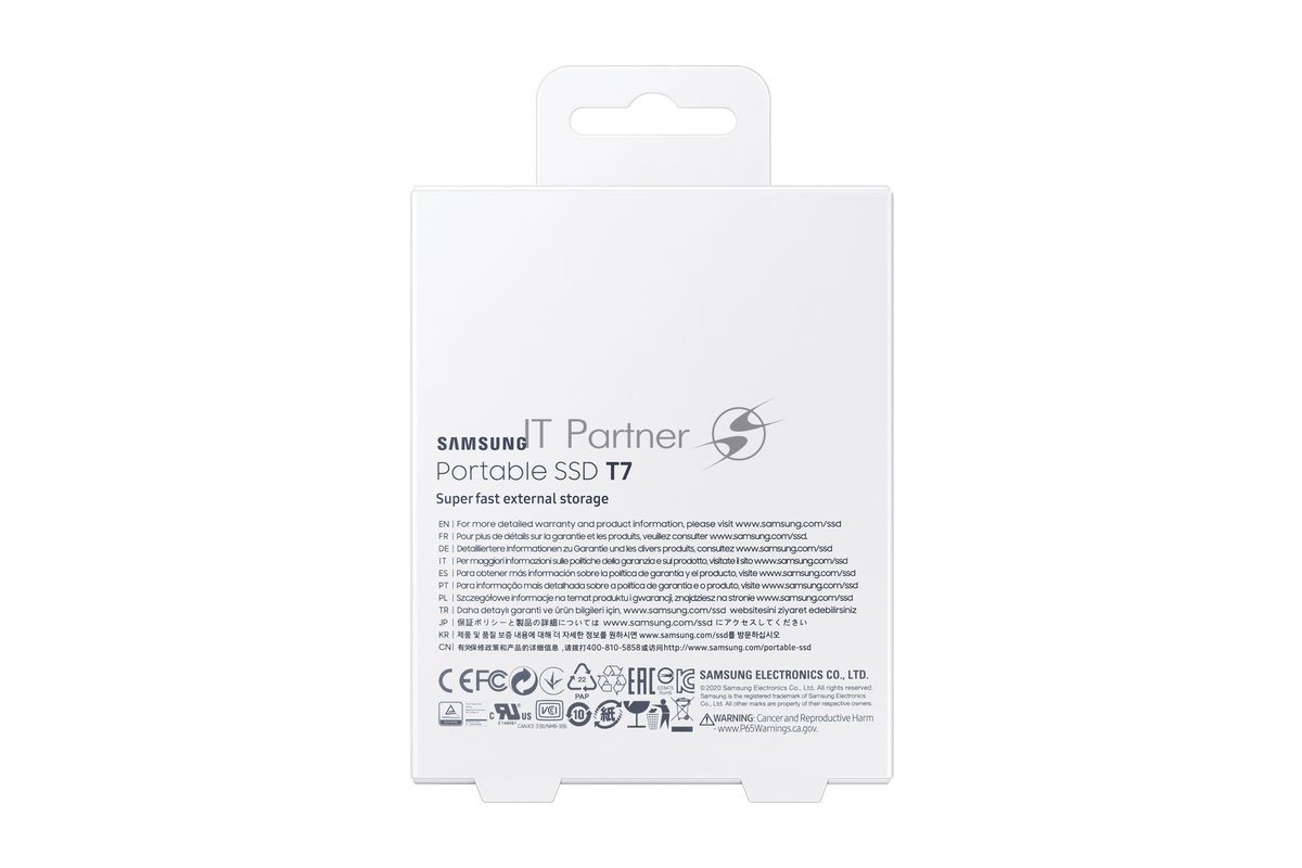 Внешний SSD Samsung T7, 1TB, USB 3.2 Gen 2 Type-C, R/W 1050/1000, синий