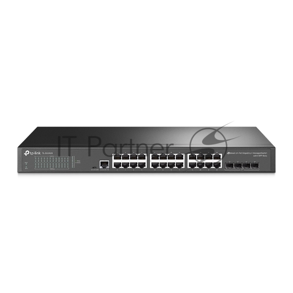 Коммутатор TP-Link JetStream 24-port Gigabit L2/L2+ Managed Switch with 4 SFP slots, support SDN controller, abundant L2/L2+ features, 1U rack mountable, full managed via web UI/CLI/Console/SSH/Telnet/SNMP.