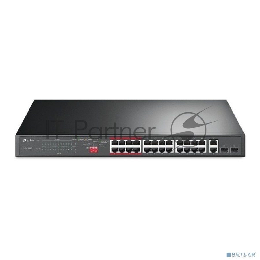 Коммутатор TP-Link TL-SL1226P, 24×10/100 PoE+, 2×GbE Combo/SFP, 250 Вт, 1U