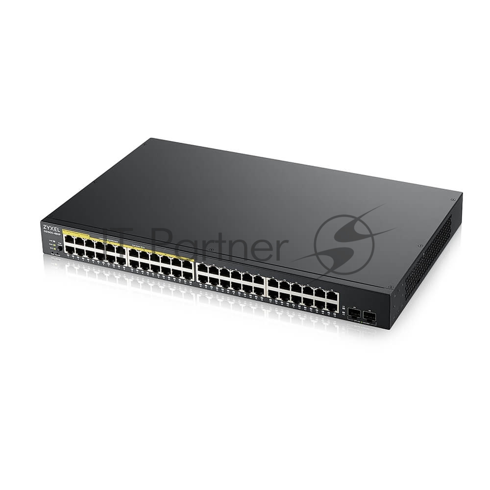 Kоммутатор Zyxel GS1900-48HPv2 Smart L2 PoE + switch, rack 19 ", 48xGE (24xPoE +), 2xSFP, PoE budget 170 W