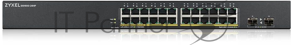 Коммутатор Smart L2 PoE+ Zyxel GS1900-24HPv2, rack 19", 24xGE PoE+, 2xSFP, бюджет PoE 170 Вт