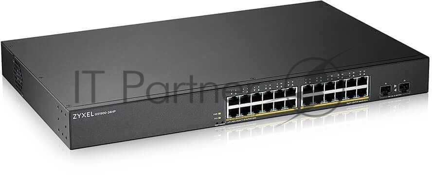 Коммутатор Smart L2 PoE+ Zyxel GS1900-24HPv2, rack 19", 24xGE PoE+, 2xSFP, бюджет PoE 170 Вт