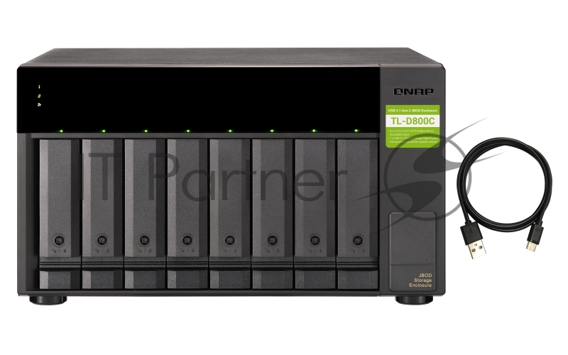 Полка расширения сетевого хранилища без дисков SMB QNAP TL-D800C USB 3.2 Gen 2 Type-C JBOD storage enclosure, 8-tray 3,5"/2,5" w/o HDD. desktop version.