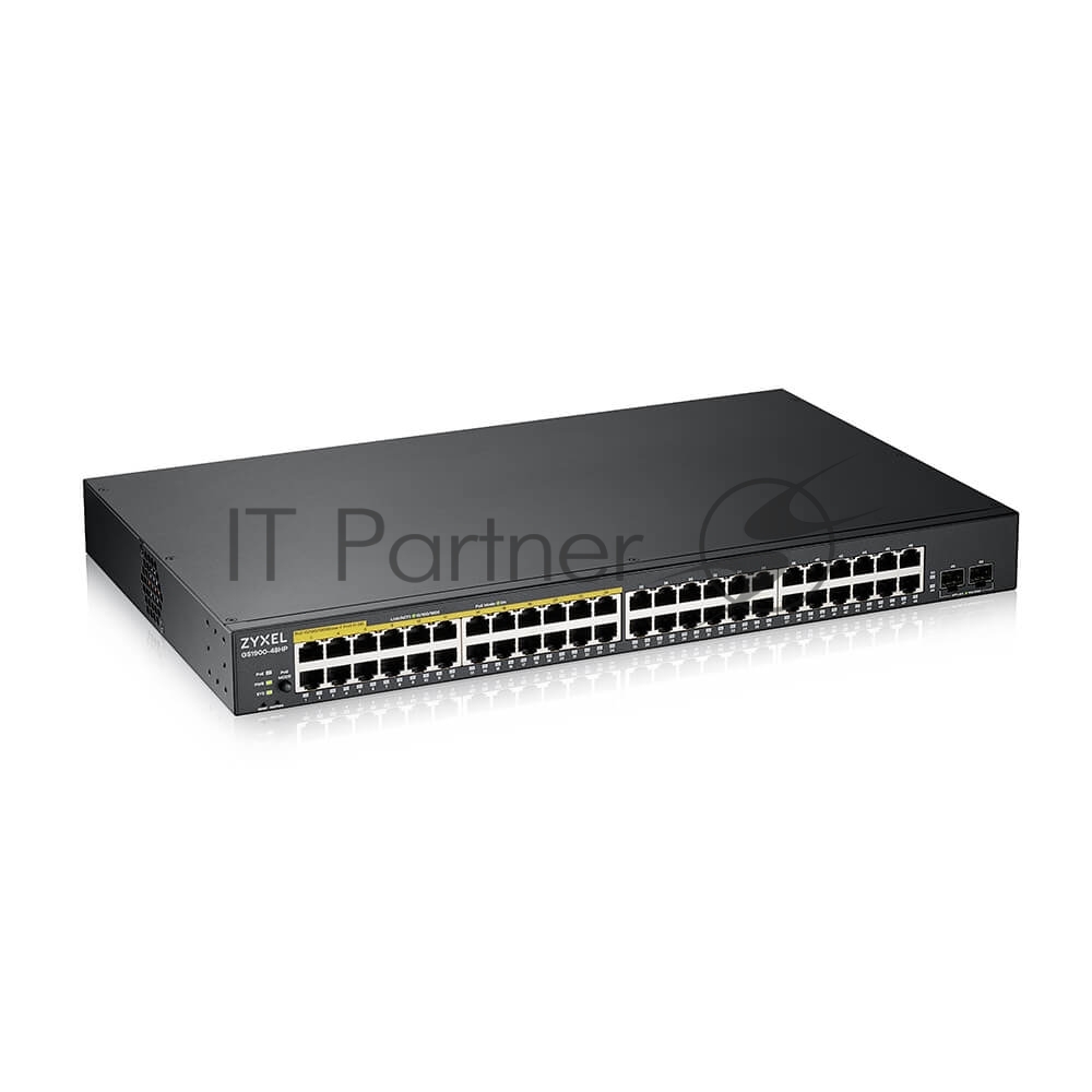 Kоммутатор Zyxel GS1900-48HPv2 Smart L2 PoE + switch, rack 19 ", 48xGE (24xPoE +), 2xSFP, PoE budget 170 W