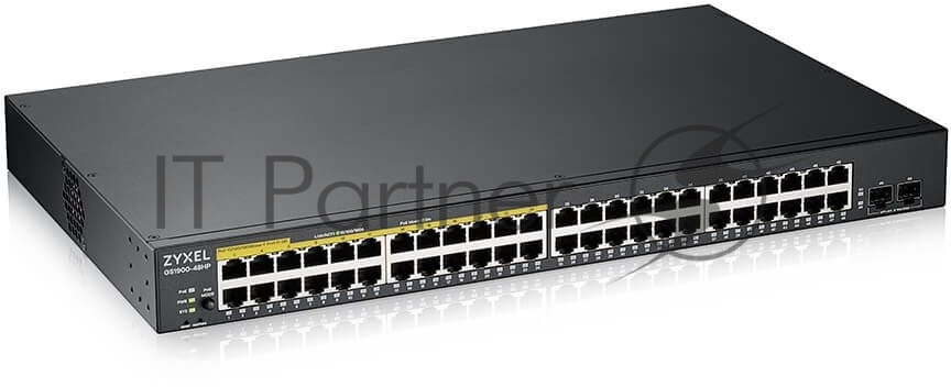 Kоммутатор Zyxel GS1900-48HPv2 Smart L2 PoE + switch, rack 19 ", 48xGE (24xPoE +), 2xSFP, PoE budget 170 W