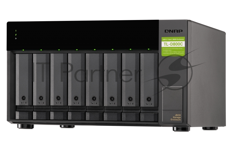 Полка расширения сетевого хранилища без дисков SMB QNAP TL-D800C USB 3.2 Gen 2 Type-C JBOD storage enclosure, 8-tray 3,5"/2,5" w/o HDD. desktop version.