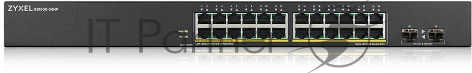 Коммутатор Smart L2 PoE+ Zyxel GS1900-24HPv2, rack 19", 24xGE PoE+, 2xSFP, бюджет PoE 170 Вт
