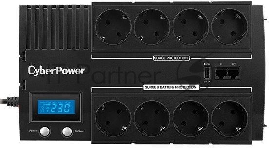 Источник бесперебойного питания CyberPower BR1000ELCD/1000 ВА/600 Вт/8 х CEE 7 (евророзетка)