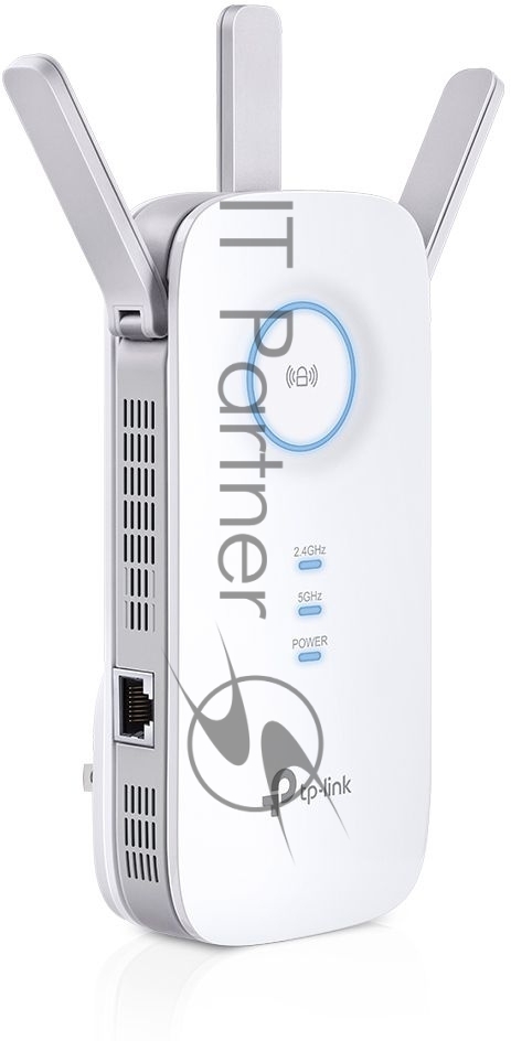 Усилитель сигнала TP-Link AC1900 Wi-Fi Range Extender 600 Mbps at 2.4 GHz + 1300 Mbps at 5 GHz; 3 × External Antennas, 1 × Gigabit Port, Wall Plugged; Tether App, WPS, Intelligent Signal Light, Access Control, Power Schedule, LED Control, RE/AP Mode, OneMe, MU-MIMO