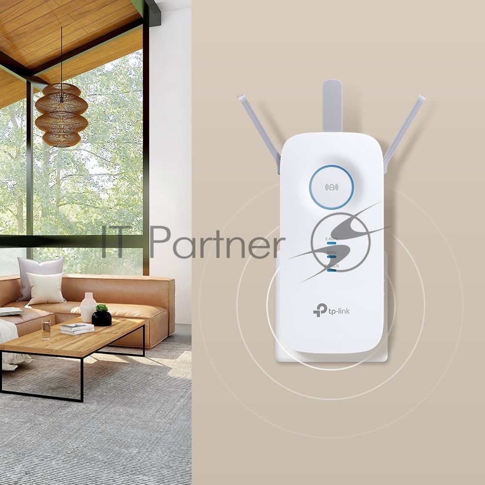 Усилитель сигнала TP-Link AC1900 Wi-Fi Range Extender 600 Mbps at 2.4 GHz + 1300 Mbps at 5 GHz; 3 × External Antennas, 1 × Gigabit Port, Wall Plugged; Tether App, WPS, Intelligent Signal Light, Access Control, Power Schedule, LED Control, RE/AP Mode, OneMe, MU-MIMO