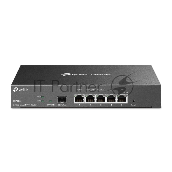 Маршрутизатор TP-Link Gigabit multi-WAN VPN router, 1 Gb SFP WAN,1 Gb RJ-45 WAN, 2 Gb WAN/LAN, 2 Gb fixed LAN ports