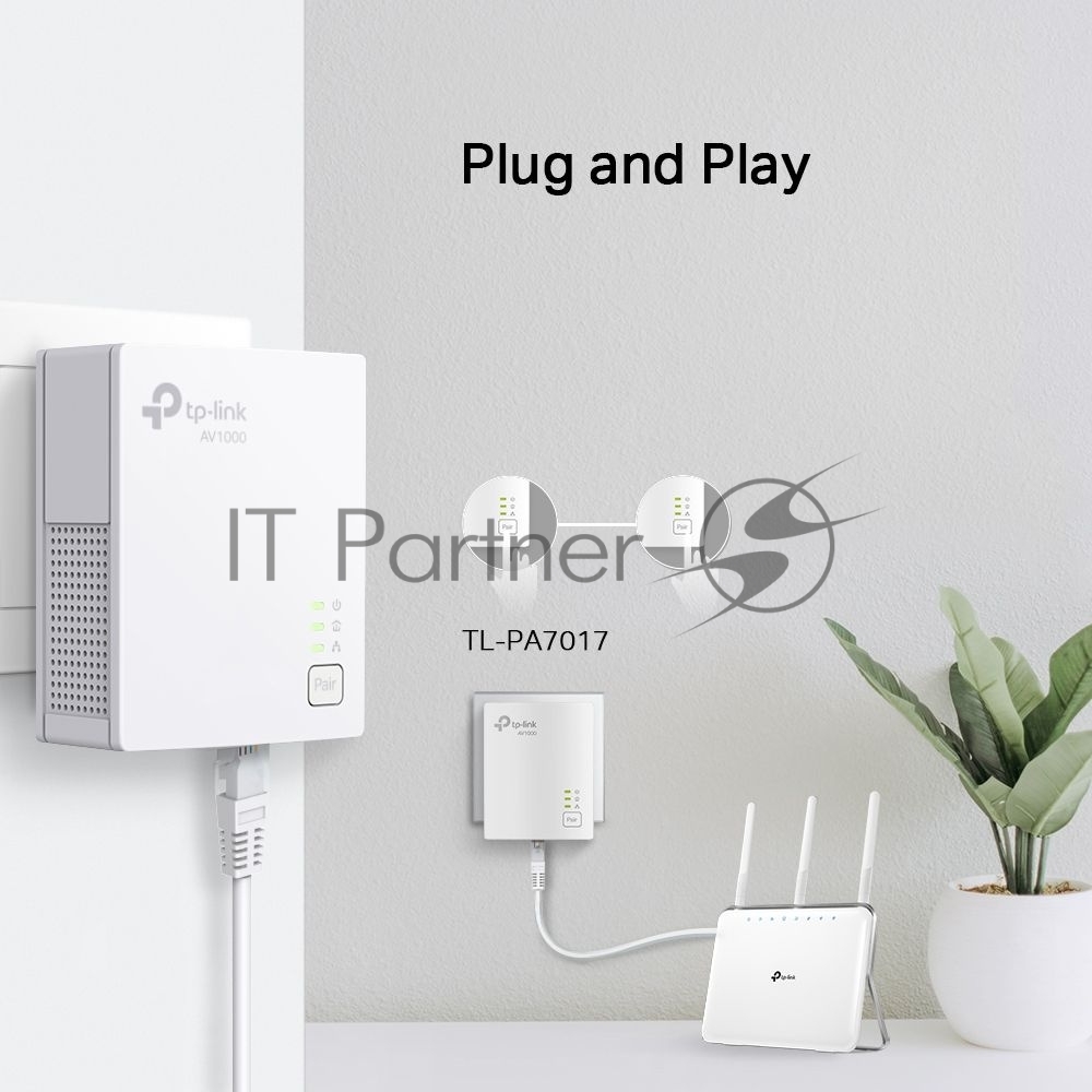 Сетевой адаптер TP-Link AV1000 Gigabit Powerline Starter KitSPEED: 1000 Mbps PowerlineSPEC: Broadcom CPU, HomePlug AV2, 1+1 Gigabit PortFEATURE: Plug and Play, tpPLC Utility, Pair for More SecurityKIT: 2× TL-PA7017"