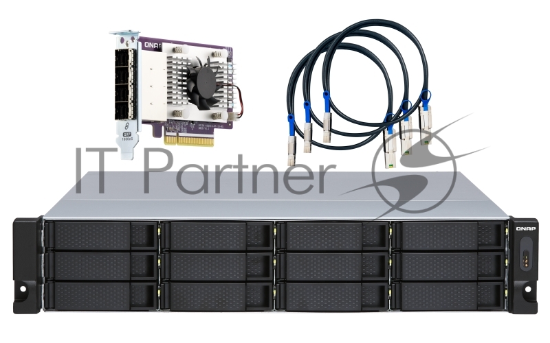 Полка расширения сетевого хранилища без дисков SMB QNAP TL-R1200S-RP SATA 6GB/s JBOD storage enclosure, 12-tray 3,5"/2,5" w/o HDD, 3 x SFF-8088, 2 PSU. Rackmount. W/o rail kit RAIL-B02