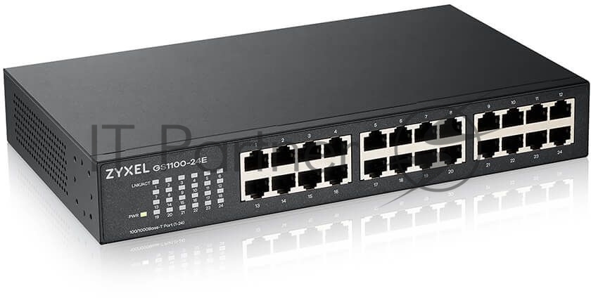 Коммутатор Zyxel GS1100-24E-EU0103F, неуправляемый, 24×1GbE, 1U, бесшумный