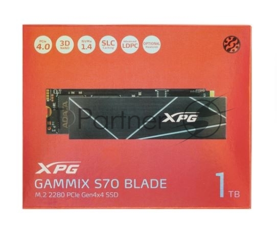 Накопитель SSD ADATA XPG BLADE S70, 1Tb, PCIe 4.0 x4, M.2 2280, NVMe, R/W 7400/5500, с радиатором