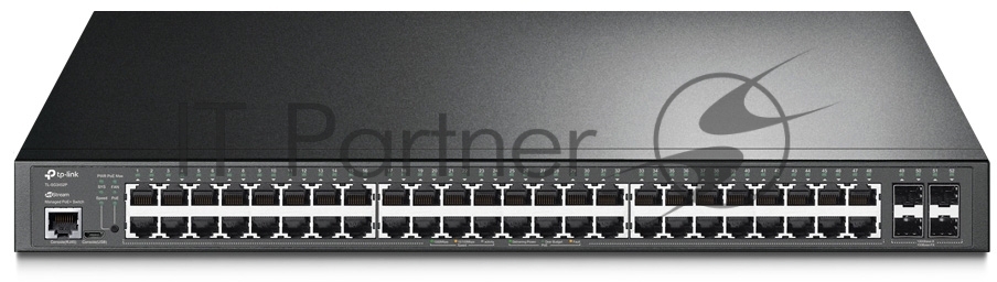 Коммутатор 48-port Gigabit PoE+ L2+ switch, 48 802.3af/at PoE+ ports, 4 Gb SFP slots, 1 RJ-45 + 1Micro-USB console ports, 348W PoE budget