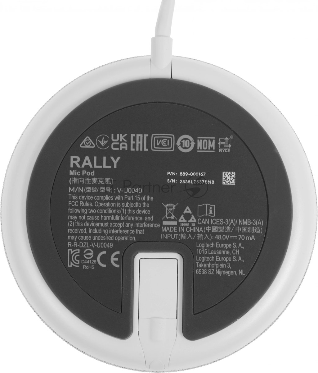 Микрофон Logitech Microphone for Rally ConferenceCamMic Pod Off белый