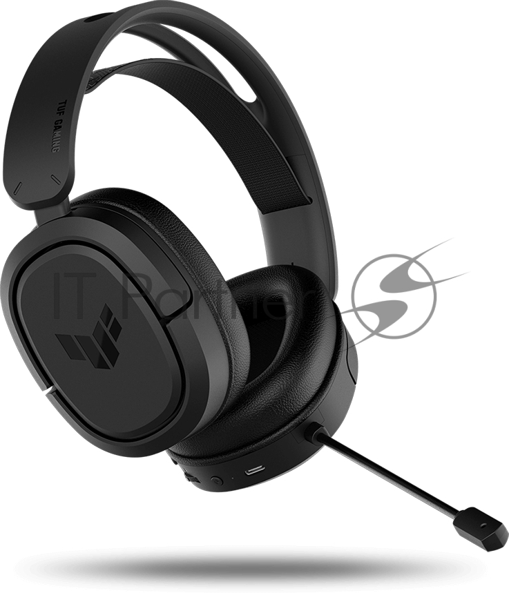 Гарнитура ASUS TUF Gaming H1 Wireless чёрный, беспроводная + проводная, USB/USB-C, до 15 ч, виртуальный 7.1, шумоподавление микрофона