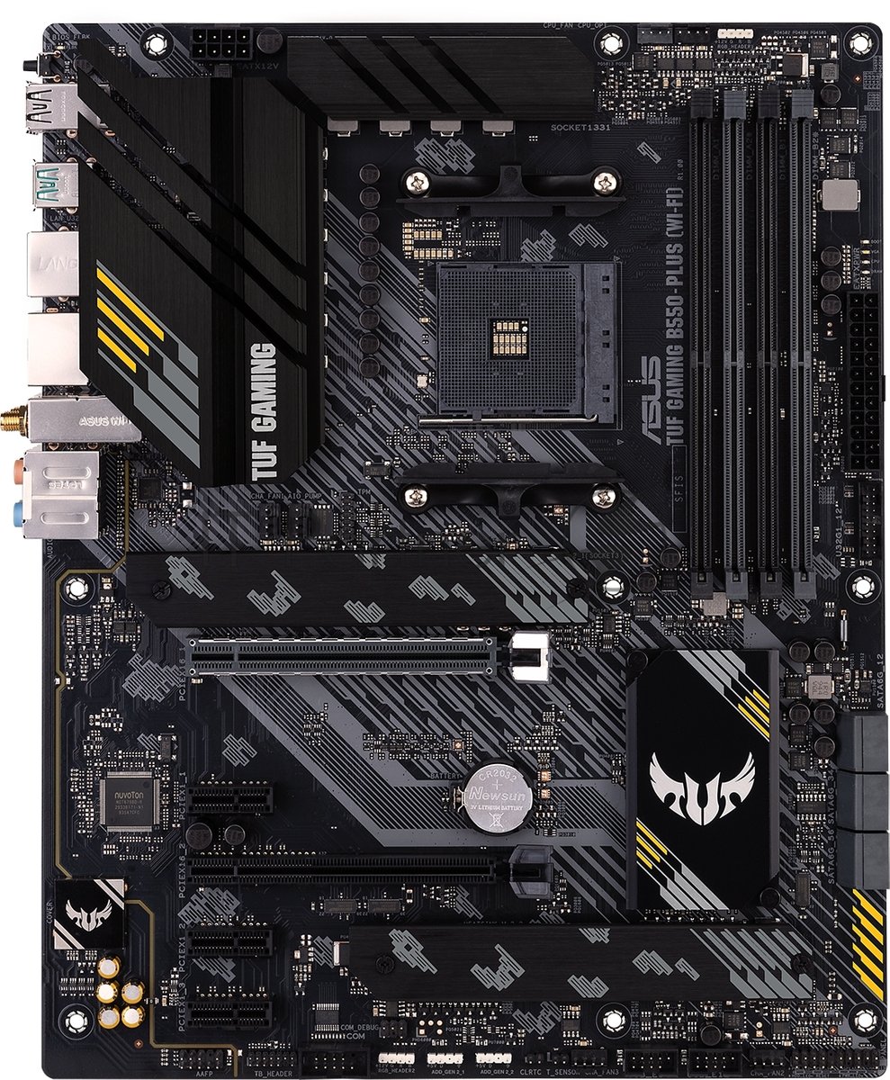 Материнская плата ASUS TUF GAMING B550-PLUS WIFI II, AM4, AMD B550, 4xDDR4, 6xSATA, 2xM.2, 1xPCI-E 3.0 x16, 1xPCI-E 4.0 x16, 3xPCI-E x1, 1xDP, 1xHDMI, 1x 2.5Gb LAN, 2xUSB-A 3.2 Gen 1, 1xUSB-A 3.2 Gen 2, 1xUSB-C 3.2 Gen 2, 3x3.5 мм, 7.1, ATX