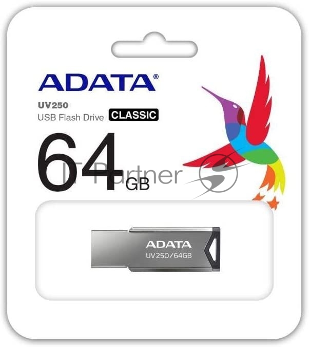 Флешка USB ADATA UV250 (AUV250-64G-RBK), 64Gb, USB 2.0, R/W 25/10, черный