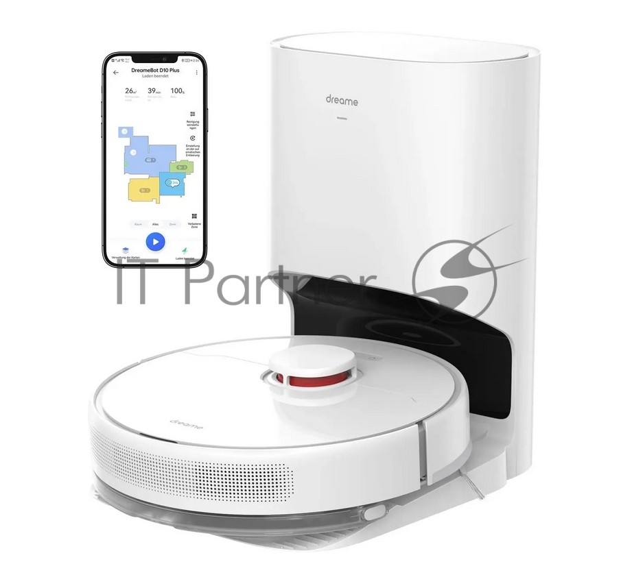 Робот-пылесос Dreame D10 Plus белый, 5200 мА·ч Li-Ion, уборка сухая/влажная, пылесборник контейнер 0.4 л