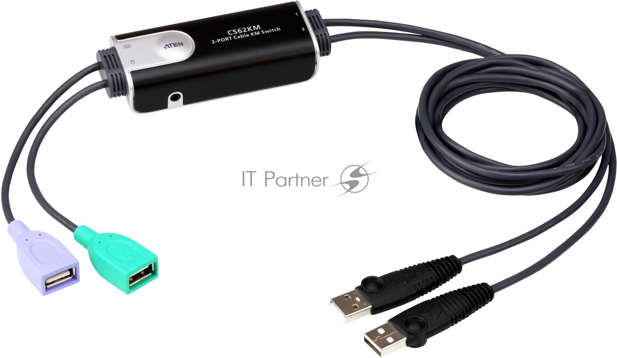 Переключатель сигналов клавиатуры и мыши ATEN 2-Port USB Boundless Cable KM Switch