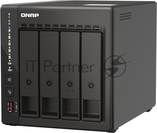 Сетевое хранилище SMB QNAP TS-453E-8G NAS, 4-tray w/o HDD. 2xHDMI-port. 4-core Celeron J6412 2-2.6 GHz, 8Gb DDR, 2x2.5Gb LAN, 2 x M.2 2280 PCIe Gen 3 x2, 2x USB 3.2 Gen 2 (10Gbps) Port, 2x USB 2.0 port