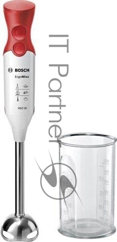 Блендер погружной Bosch MSM64110 белый/красный, 450 Вт, 2 скорости, турбо