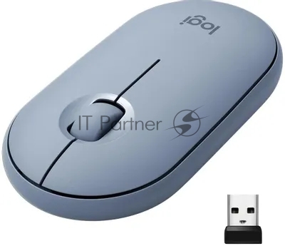 Мышь беспроводная Logitech Pebble M350 серый, 1000 dpi, радиоканал, Bluetooth, USB, кнопки - 3