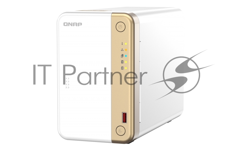 Сетевое хранилище без дисков/ channel QNAP TS-262-4G NAS 2 HDD trays, 2 x M.2 NVMe PCIe Gen 3 x1, 2-core Intel Celeron N4505  2.9 GHz, 4 GB RAM (4GB max), 1x2.5 Gigabit Ethernet , Slot PCIe Gen 3 x2, 2 USB 3.2 Gen 2 (10Gbps) Port, 2xUSB USB 2.0 port, 1xHDMI 2.0