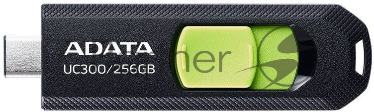 Флешка USB ADATA UC300 (ACHO-UC300-256G-RBK/GN), 256Gb, Type-C USB 3.2, R/W 100/30, черный/зеленый