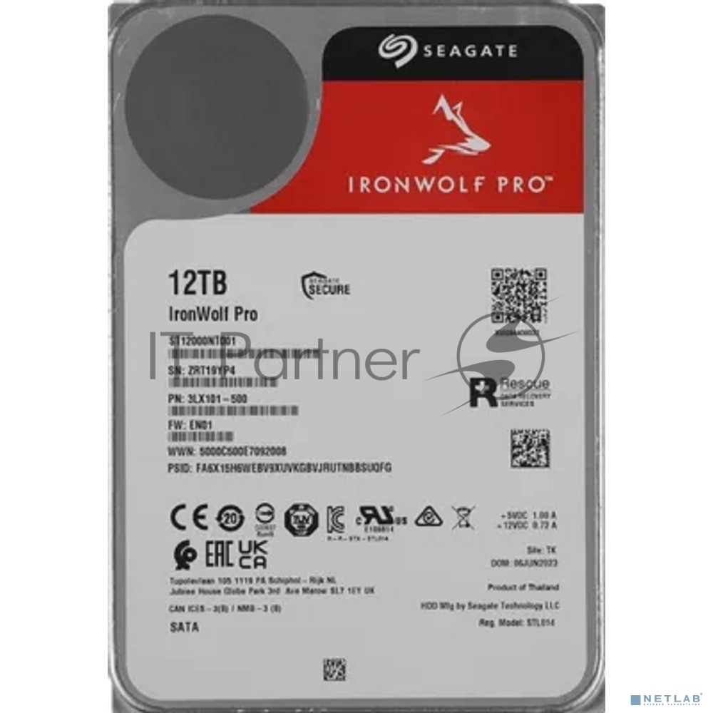 Жесткий диск HDD Seagate IronWolf Pro 12Tb 7200rpm SATA 256Mb 3.5"