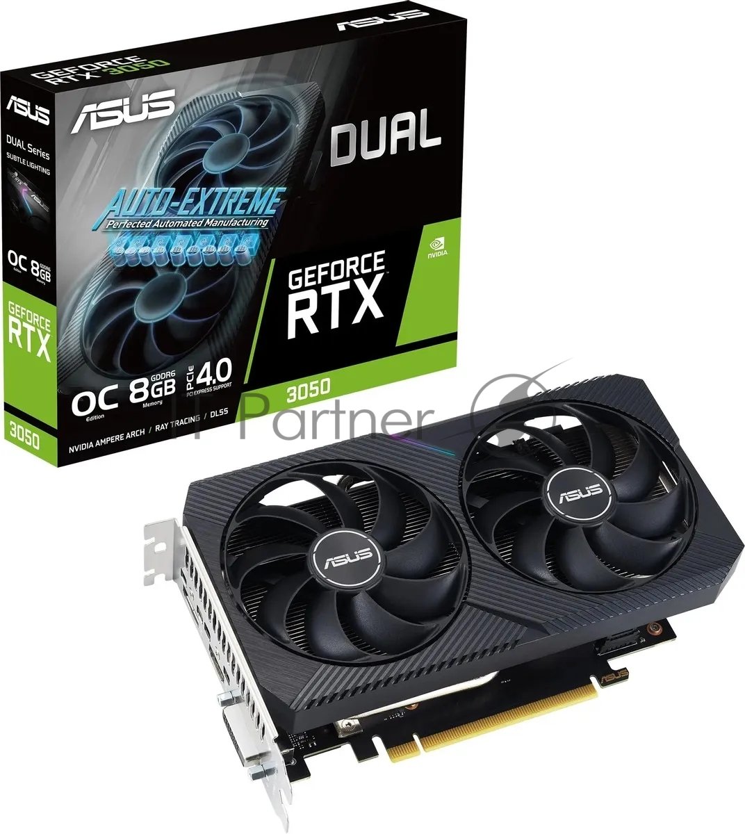 Видеокарта Asus NVIDIA - GeForce RTX 3050 Dual OC, PCI-E 4.0 16x, GDDR6 8GB 128bit, 1x DVI-D, 1x HDMI, 1x DP, max 7680 x 4320 (8K), 200мм, Full Height, DUAL-RTX3050-O8G-V2