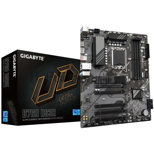 Материнская плата Gigabyte B760 DS3H, LGA 1700, Intel B760, 4xDDR5, 4xSATA, 2xM.2, 1xPCIe 4.0 x16, 4xPCIe 3.0 x1, 1xHDMI, 1xDP, 1x 1Gb LAN, 1xUSB 3.2 Gen 2, 1xUSB 3.2 Gen 2x2, 4xUSB 2.0, 3x3.5 мм, 7.1, ATX