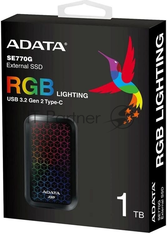 External SSD ADATA  1.0Tb SE770G Black  <ASE770G-1TU32G2-CBK> (USB3.2,1000/800Mbs, 99x58x18mm,138g)
