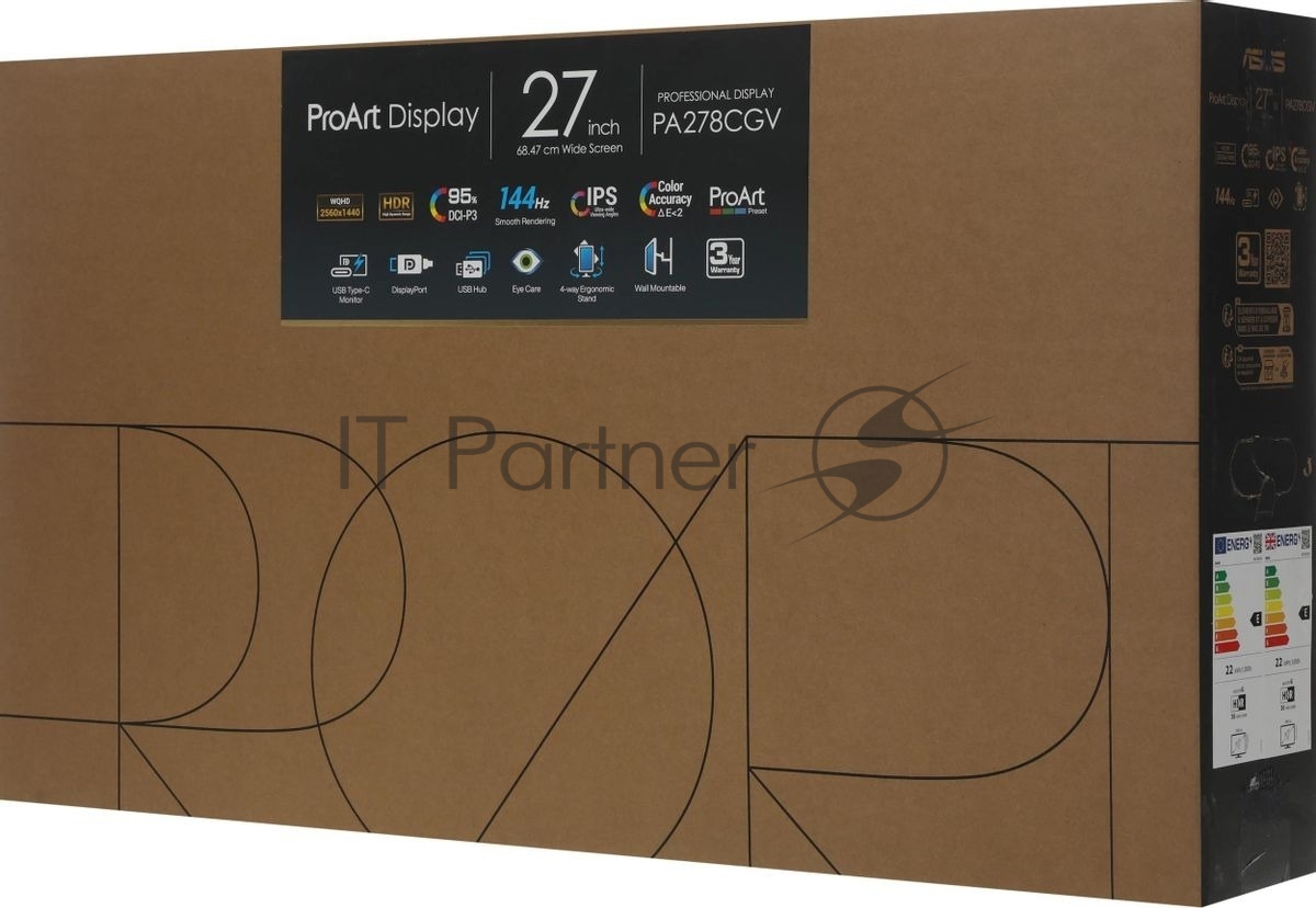 Монитор 27" ASUS ProArt PA278CGV IPS 2560x1440, 144 Гц, 5 мс, 16:9, 400 кд/м2, 2хHDMI, 1хDP, выход на наушники, черный/серебристый