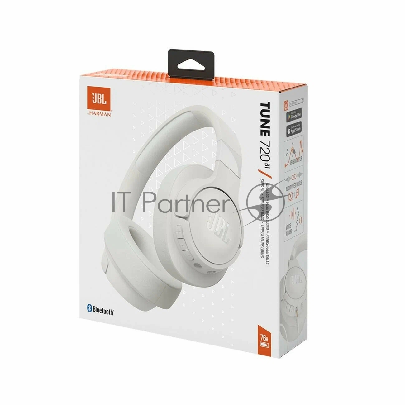 Беспроводные/проводные наушники JBL Tune 720BT белый, полноразмерные, Bluetooth 5.3 + проводной, до 76 ч