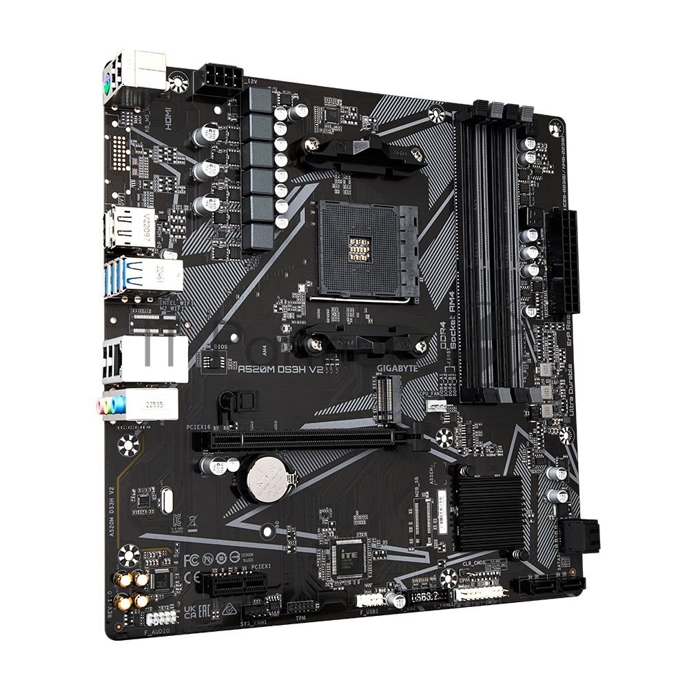 (Из ремонта, рабочий, гарантия 14дней, OEM) Материнская плата Gigabyte A520M DS3H V2 (V1.1), AM4, AMD A520, 4xDDR4, 4xSATA, 1xM.2, 1xPCIe 3.0 x16, 1xDP, 1xHDMI, 1x 1Gb LAN, 4xUSB 2.0, 4xUSB 3.2 Gen 1, 3x3.5 мм, 7.1, mATX