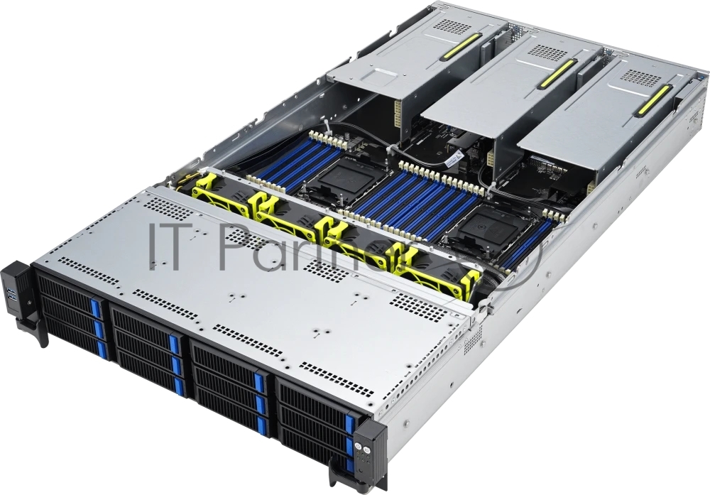 Серверная платформа ASUS RS720-E11-RS12U, 2U, 2 x LGA4677, 32 DIMM DDR5, 12=8 x NVMe/SAS*/SATA + 4 NVMe/SATA hs, 2 x M.2 slot, 2 x 10Gbe (X710) RJ45 port,Up to 8 slots PCIe 5.0, 1 x OCP 3.0, 1+1 1600W