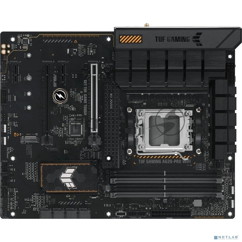 Материнская плата ASUS TUF GAMING A620-PRO WIFI, AM5, AMD A620, 4xDDR5, 4xSATA, 2xM.2, 1xPCI-E 4.0 x16, 1xPCI-E 3.0 x16, 2xPCI-E x1, 1xHDMI, 1xDP, 1x 2.5Gb LAN, 3xUSB-A 2.0, 2xUSB-A 3.2 Gen 2, 1xUSB-C 3.2 Gen 1, 5x3.5 мм, 7.1, ATX