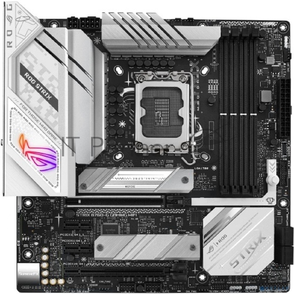 Материнская плата ASUS ROG STRIX B760-G GAMING WIFI, LGA 1700, Intel B760, 4xDDR5, 4xSATA, 2xM.2, 1xPCIe 5.0 x16, 1xPCIe 4.0 x4, 1xHDMI, 1xDP, 1x 2.5Gb LAN, 1xUSB-A 3.2 Gen 2, 2xUSB-A 3.2 Gen 1, 4xUSB-A 2.0, 1xUSB-C 3.2 Gen 1, 1xUSB-C 3.2 Gen 2x2, 5x3.5 мм, 7.1, mATX