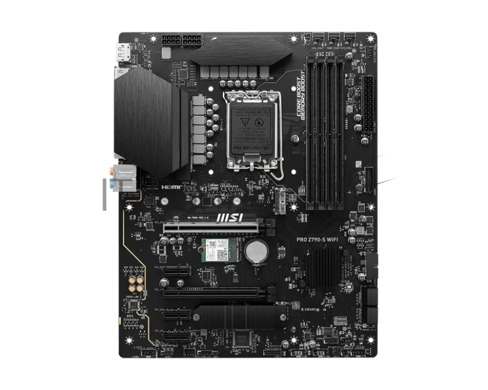 Материнская плата MSI PRO Z790-S WIFI, LGA1700, Intel Z790, 4xDDR5, 4xSATA, 2xM.2, 2xPCIe x16, 3xPCIe x1, DisplayPort, HDMI, 1x2.5Gb LAN, USB Type-C, 5x3.5 мм, 7.1, ATX