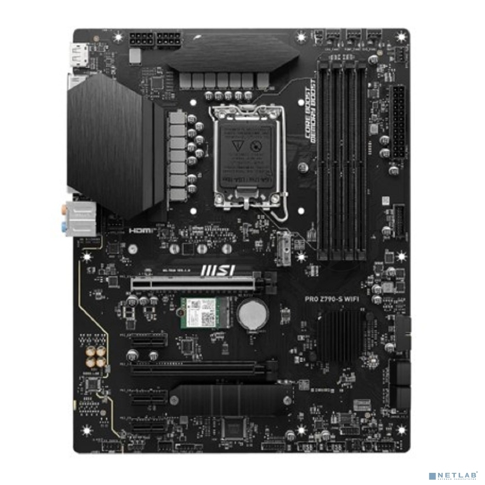 Материнская плата MSI PRO Z790-S WIFI, LGA1700, Intel Z790, 4xDDR5, 4xSATA, 2xM.2, 2xPCIe x16, 3xPCIe x1, DisplayPort, HDMI, 1x2.5Gb LAN, USB Type-C, 5x3.5 мм, 7.1, ATX