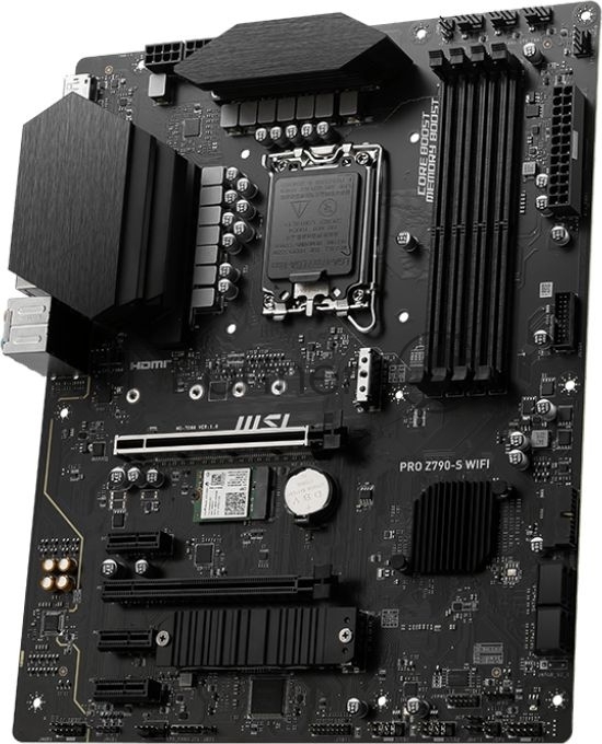 Материнская плата MSI PRO Z790-S WIFI, LGA1700, Intel Z790, 4xDDR5, 4xSATA, 2xM.2, 2xPCIe x16, 3xPCIe x1, DisplayPort, HDMI, 1x2.5Gb LAN, USB Type-C, 5x3.5 мм, 7.1, ATX