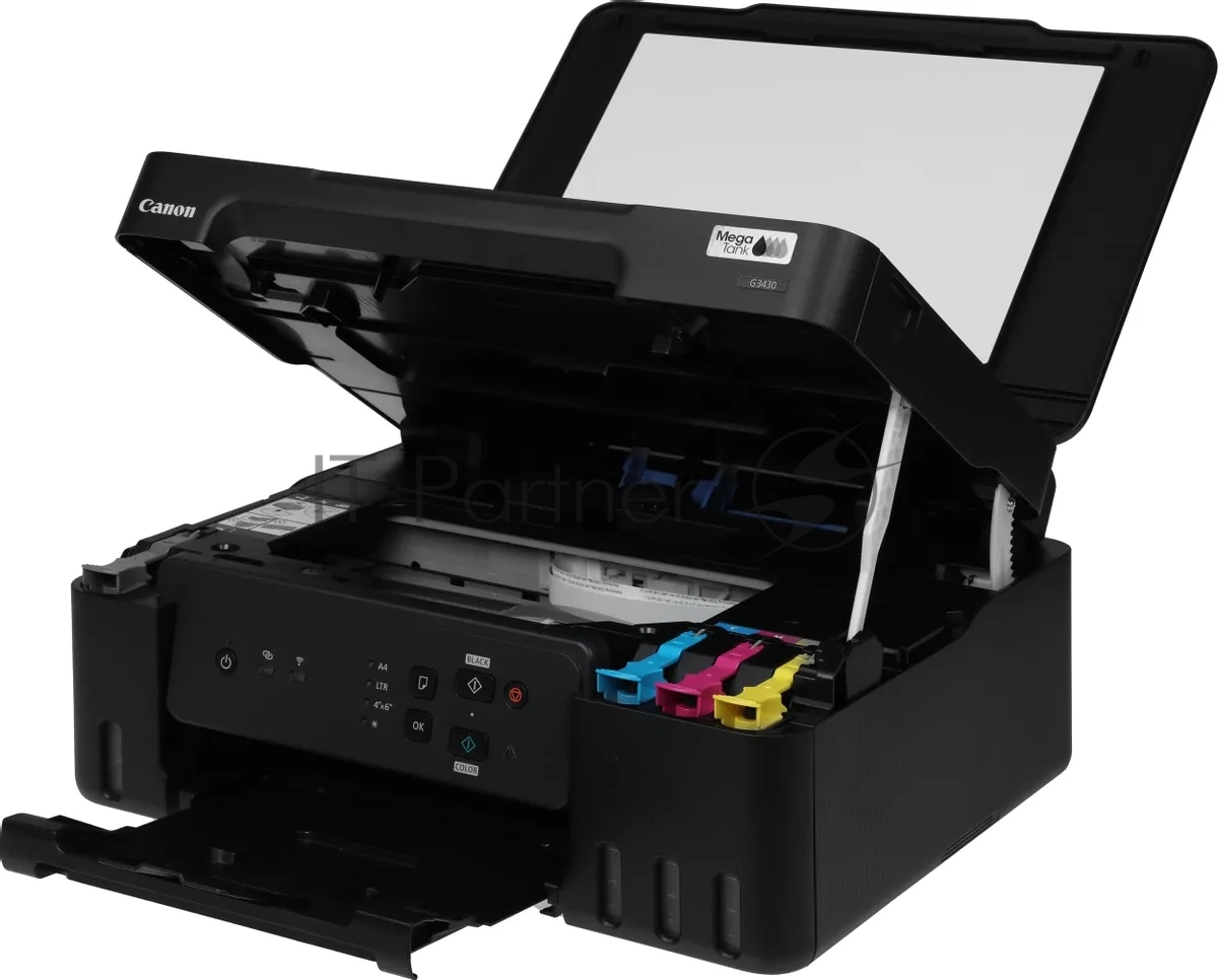 МФУ струйное Canon PIXMA G3430 (5989C009), A4, цветное, печ. 11 стр/мин. (ч/б) 6 стр/мин. (цвет), скан. до 3.16 стр/мин., 4800 x 1200 dpi (печать) 600x1200dpi (скан.), USB, Wi-Fi, Air Print, Mopria