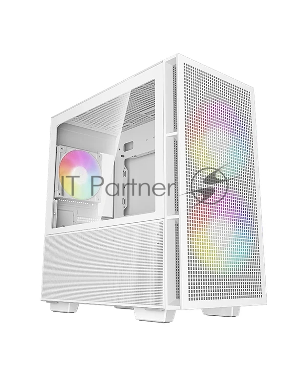 корпус Deepcool CH360 WH без БП, боковое окно (закаленное стекло), 2x140мм ARGB LED вентилятор спереди и 1x120мм ARGB LED вентилятор сзади, белый, mATX (R-CH360-WHAPE3-G-1)