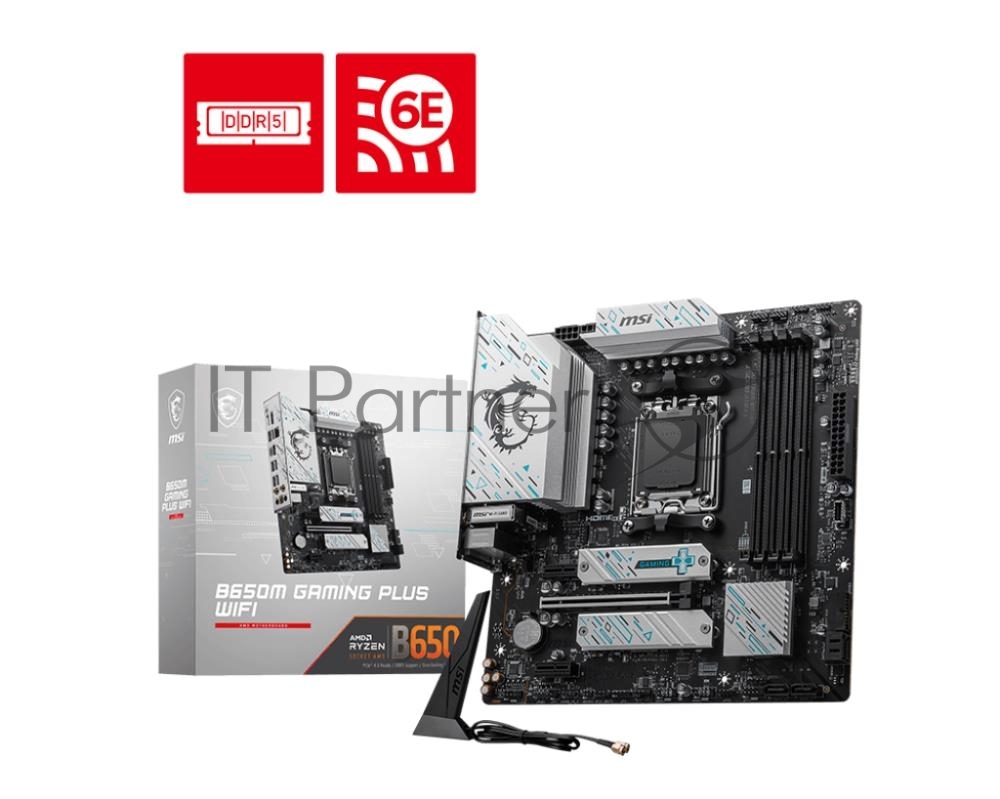 Материнская плата MSI B650M GAMING PLUS WIFI, AM5, AMD B650, 4xDDR5, 4xSATA, 2xM.2, 1xPCIe 4.0 x16, 2xPCIe x1, DisplayPort, HDMI, 1x2.5Gb LAN, USB Type-C, 3x3.5 мм, 7.1, microATX
