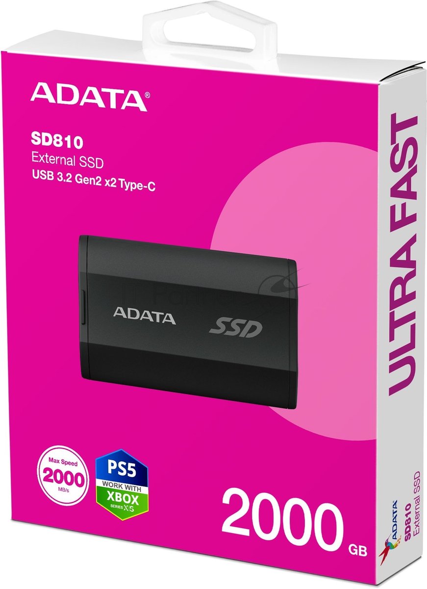 Внешний SSD ADATA SD810, 2TB, USB 3.2 Gen 2x2 Type-C, R/W 2000/2000, черный